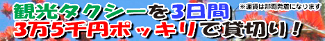 3日間観光タクシーを3万円 ポッキリで貸切り!