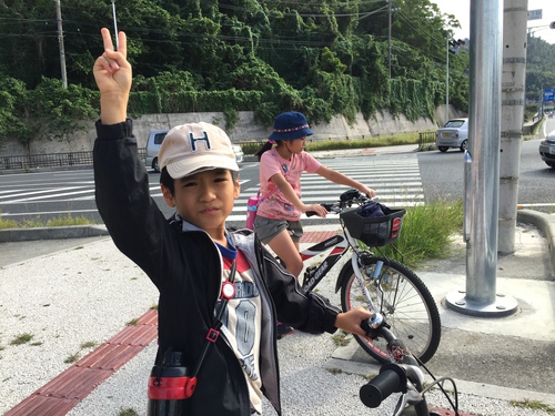 親子でバイク（自転車）に乗って名護市内をプチツーリング