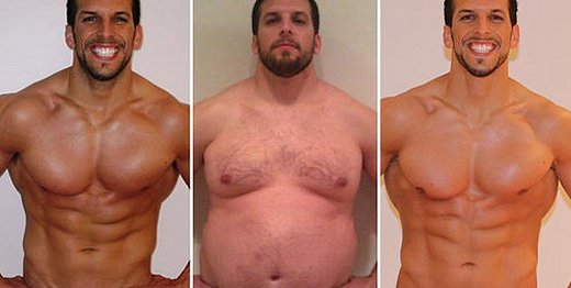 筋肉隆々から太ってさらに元の体型に挑戦した男性
