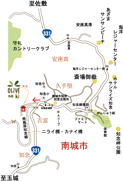 カフェ「オリーヴの木」地図