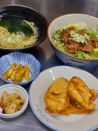 生姜焼き丼と冷や麦セット