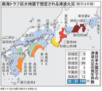 南海トラフ:津波火災２２都府県２７０件　名古屋大予測 2015/01/20 17:58:18