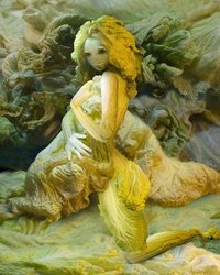 白菜を人形に整形した美しいアート