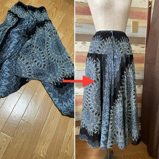 サルエルパンツをスカートへリメイク♪