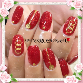 Nail And Beauty ピンクローズ 沖縄県糸満市ネイル 糸満市マツエク 沖縄増毛スクール 赤のラメラメちゃん 糸満ネイル
