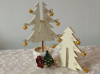 セリア☆木製のクリスマスツリー＆オーナメント♪