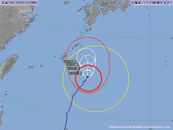 台風情報 台風11号 ハーロン の足がまた遅くなっているが 沖縄本島が暴風域に入る確率がぐっと下がった 台風 イラスト わくわく ｄ ブロ 沖縄から台風情報 お店情報 出来事 写真をおおくりします