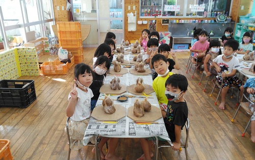 2021年10月8日 さざなみ保育園シーサー陶芸体験園児の皆様