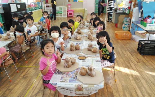 2021年10月8日 さざなみ保育園シーサー陶芸体験園児の皆様