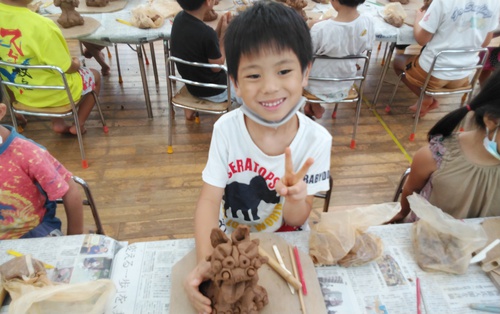 2021年10月8日 さざなみ保育園シーサー陶芸体験園児の皆様