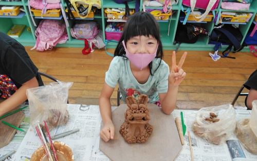 2021年10月8日 さざなみ保育園シーサー陶芸体験園児の皆様