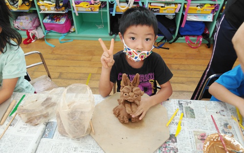 2021年10月8日 さざなみ保育園シーサー陶芸体験園児の皆様