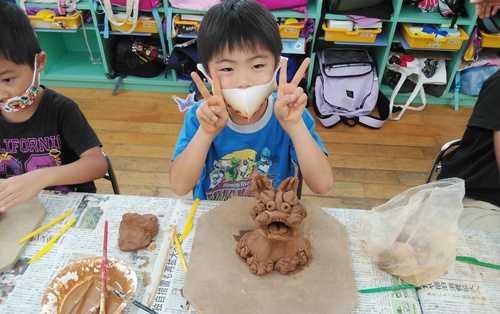 2021年10月8日 さざなみ保育園シーサー陶芸体験園児の皆様