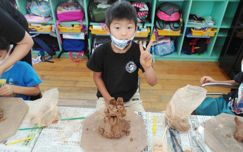 2021年10月8日 さざなみ保育園シーサー陶芸体験園児の皆様