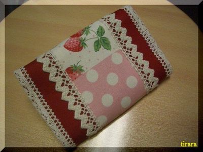 ハンドメイド☆コンビニ財布ミニ！いちごパッチ