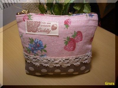 ハンドメイド☆スリムポーチミニ！☆ＹＵＷＡいちごチョコ☆