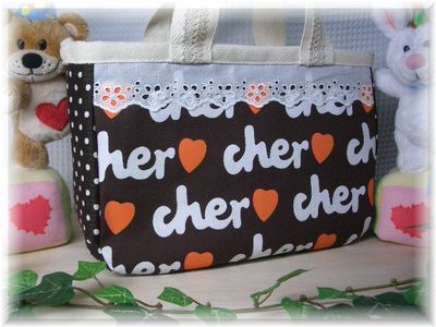 ハンドメイド☆トートバッグ☆ｃｈｅｒシェル☆チョコ