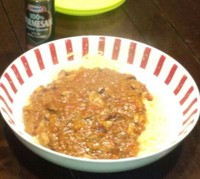 手作りミートソ一ススパゲティです。 2013/01/20 22:26:15